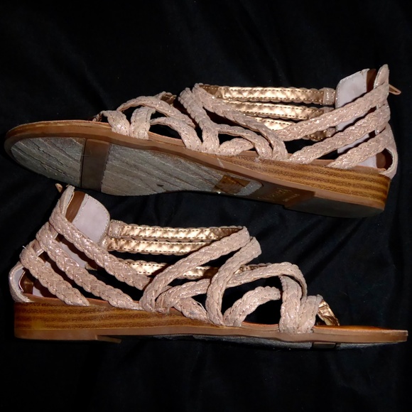 WOMENS ROSE GOLD AMARA 2 GLADIATOR SANDAL CARLOS SANTANA BRAID LEATHER 7.5M 7.5 - Picture 2 of 8